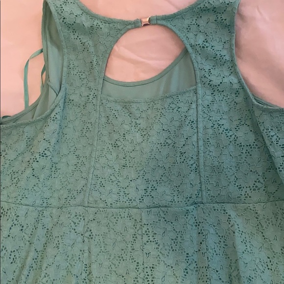 Teal Lace, knee length dress with Keyhole Back - Picture 2 of 3